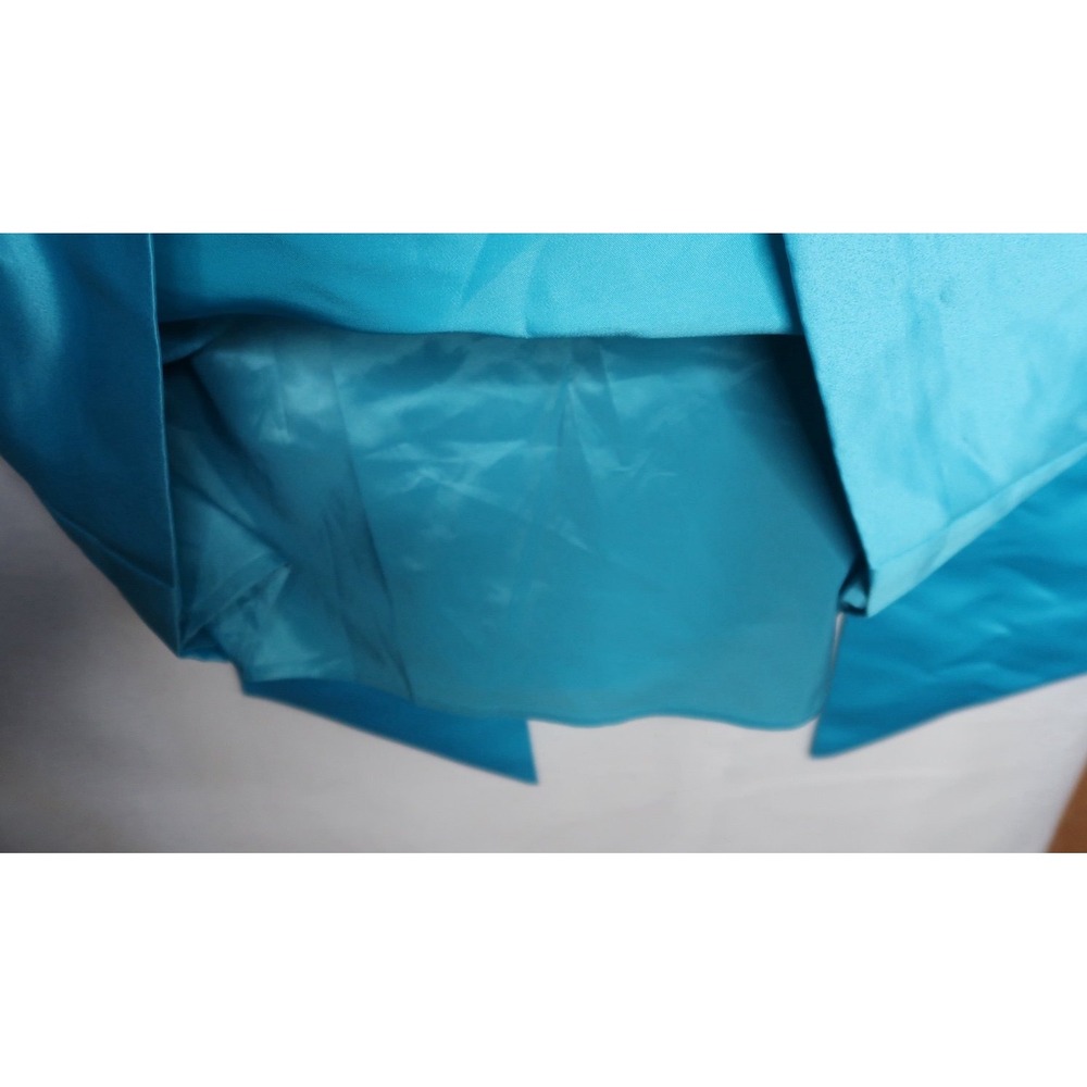 Trina Turk Priscilla Dress Gulfstream Blue Bow Shoulder Satin Cocktail Dress 12 - Picture 8 of 12